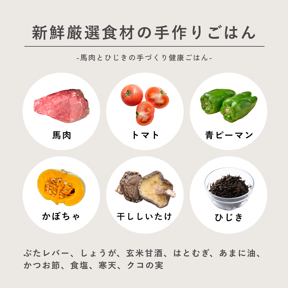 馬肉とひじきの手づくり健康ごはん